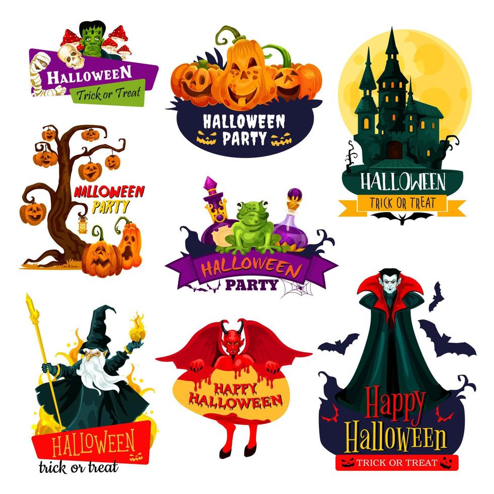halloween-monsterikone für oktober-feiertagsdesign vektor