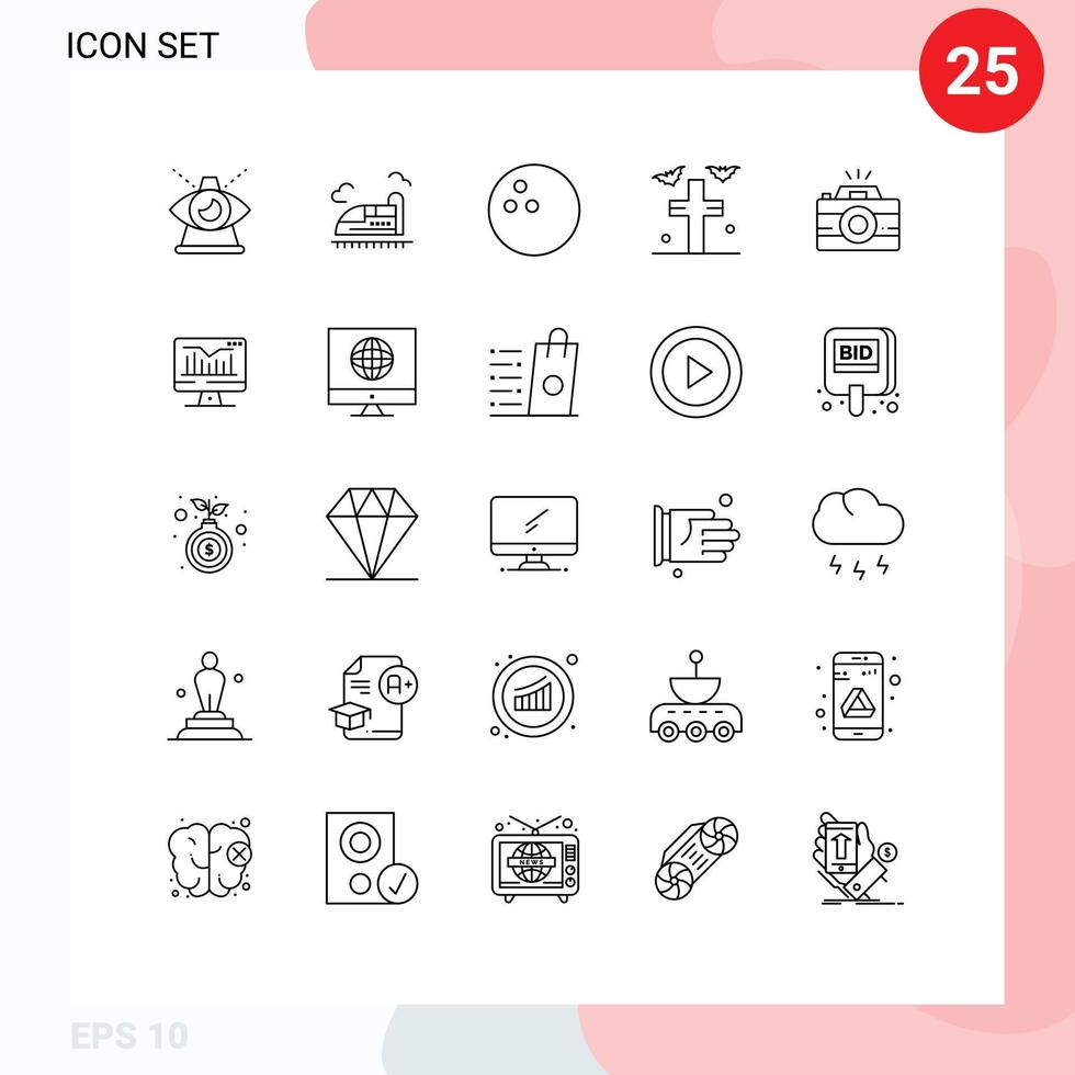 uppsättning av 25 modern ui ikoner symboler tecken för Foto kamera hastighet gård grav redigerbar vektor design element