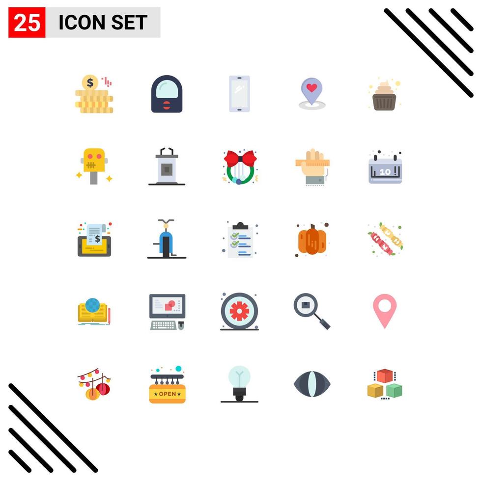 25 kreative Symbole moderne Zeichen und Symbole von Kuchenherzen mobile Pin-Karte editierbare Vektordesign-Elemente vektor