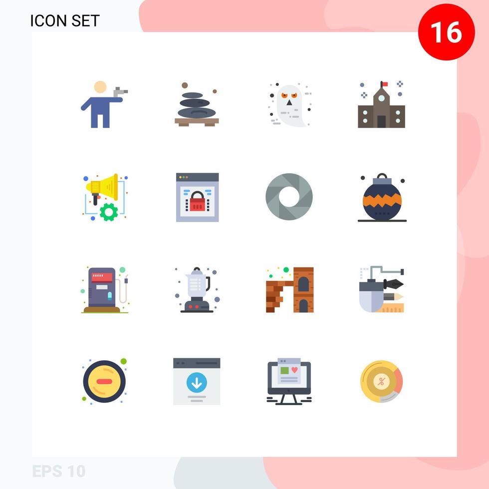 16 platt Färg begrepp för webbplatser mobil och appar förberedande högskola spa byggnad spöke redigerbar packa av kreativ vektor design element