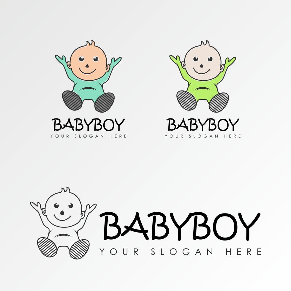 Baby zu einer glücklichen Zeit Bild Grafik Symbol Logo Design abstraktes Konzept Vektor Stock. kann als Symbol für Charakter oder Kinder verwendet werden