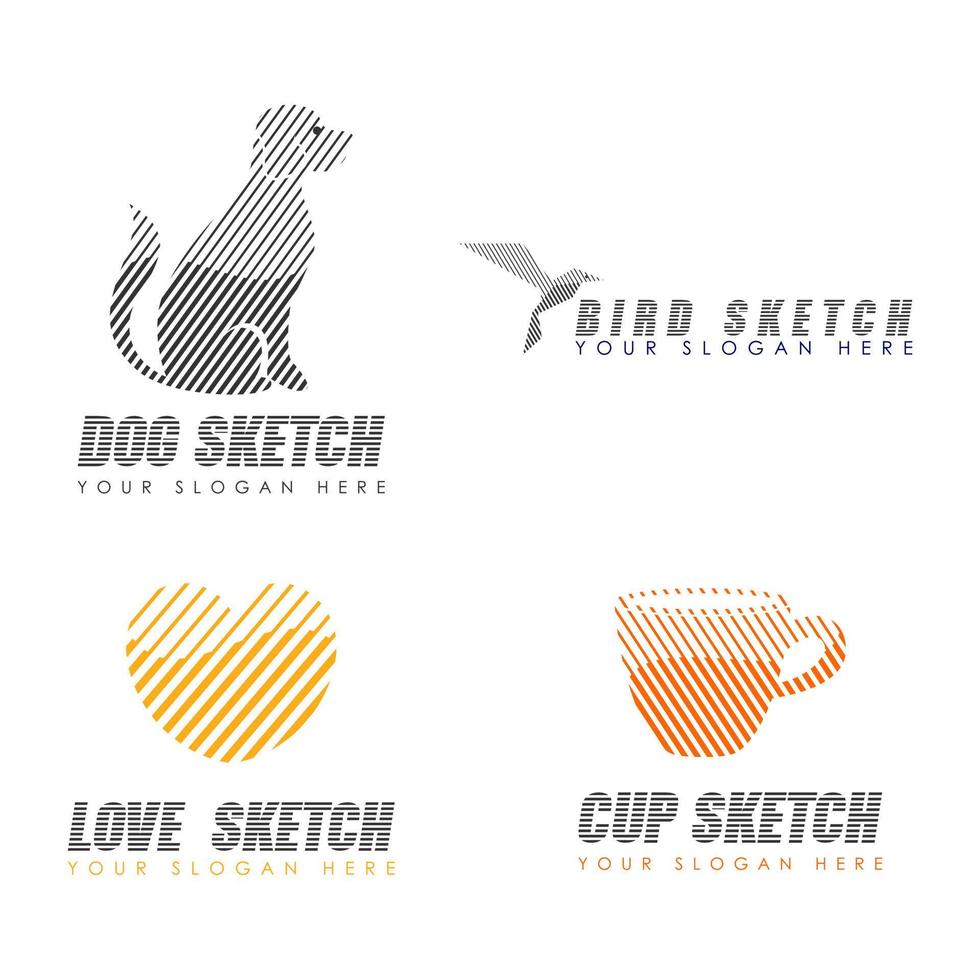 unik linje konst i hund, fågel, kärlek, kopp bild grafisk ikon logotyp design abstrakt begrepp vektor stock. kan vara Begagnade som en symbol relaterad till konst eller illustration