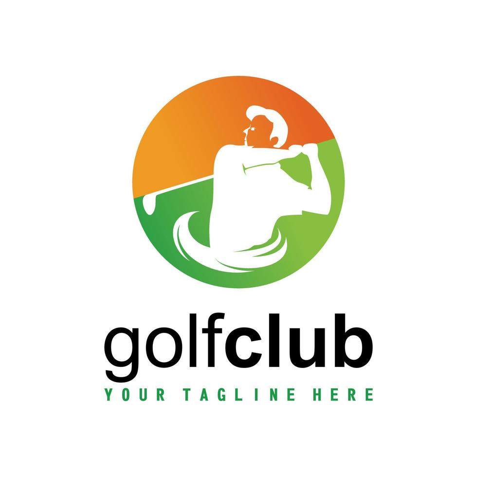 mann mit golfspiel im negativen raum bild grafik symbol logo design abstraktes konzept vektor stock. kann als Symbol für Sport verwendet werden.