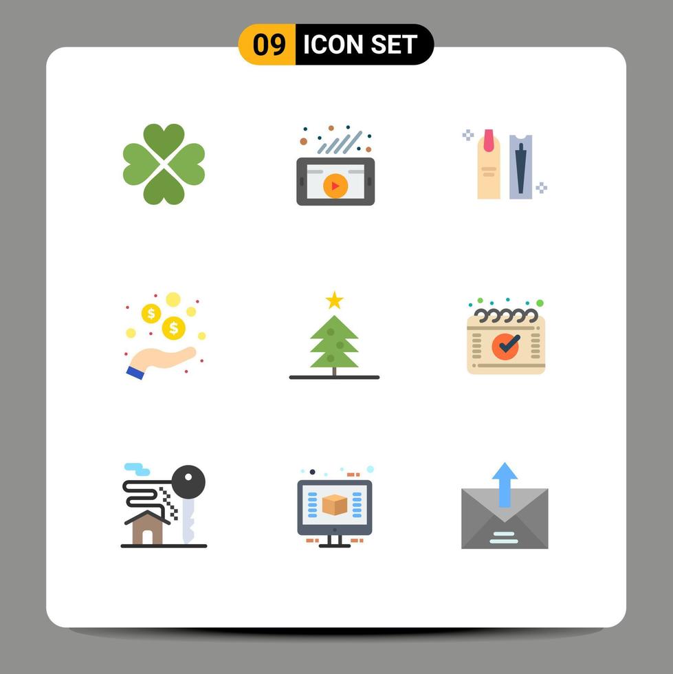 9 benutzeroberfläche flaches farbpaket mit modernen zeichen und symbolen von münzen einkommen soziales netzwerk handhygiene editierbare vektordesignelemente vektor