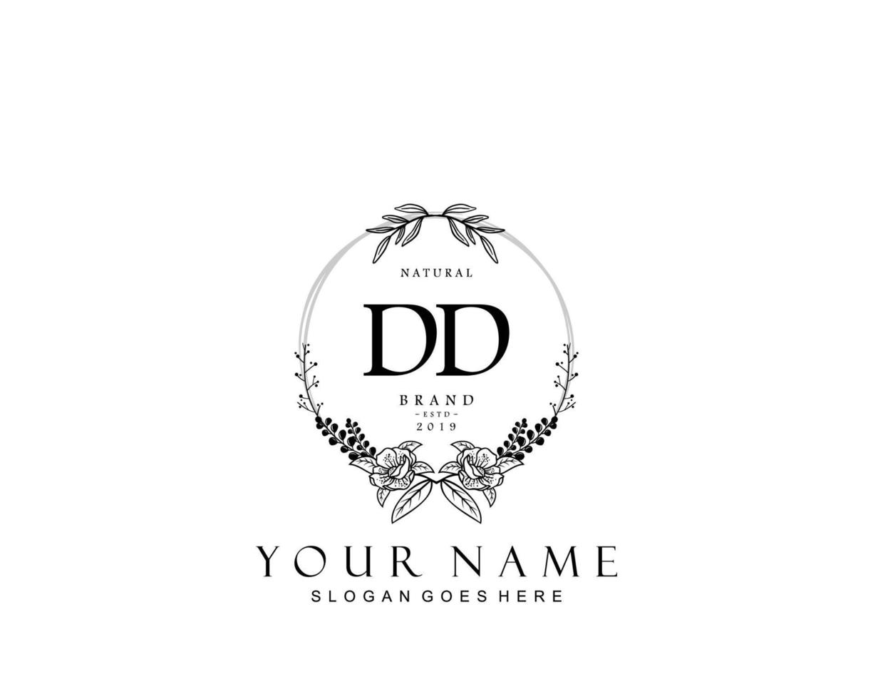 anfängliches dd-schönheitsmonogramm und elegantes logo-design, handschriftliches logo der ersten unterschrift, hochzeit, mode, blumen und botanik mit kreativer vorlage. vektor