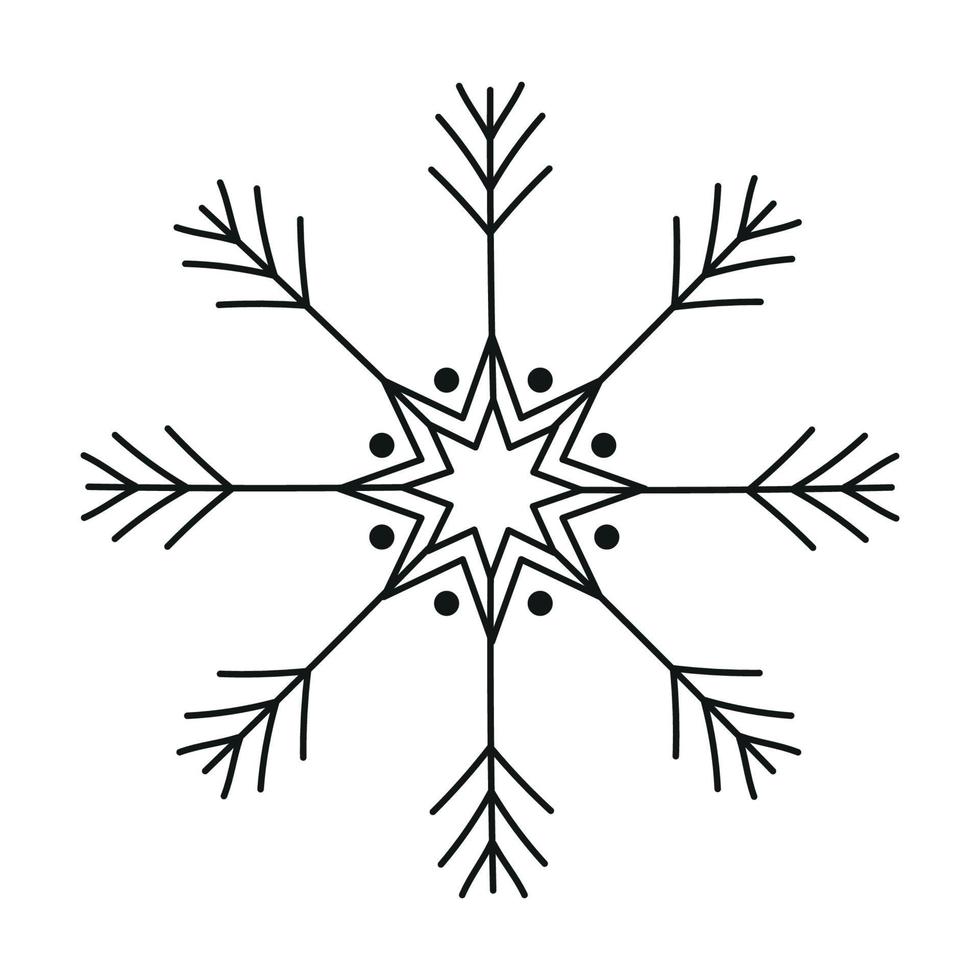 schwarzes Schneeflockensymbol isoliert auf weißem Hintergrund. weihnachts- und neujahrsgestaltungselement, gefrorenes symbol, vektorillustration vektor