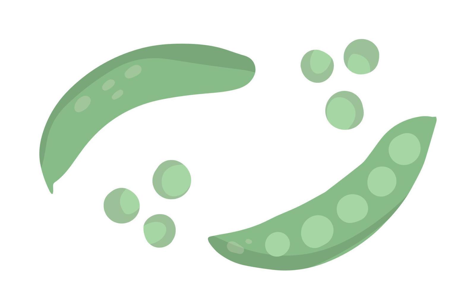 hand dragen ärtor i tecknad serie stil. grön mat element. vektor illustration isolerat på vit bakgrund