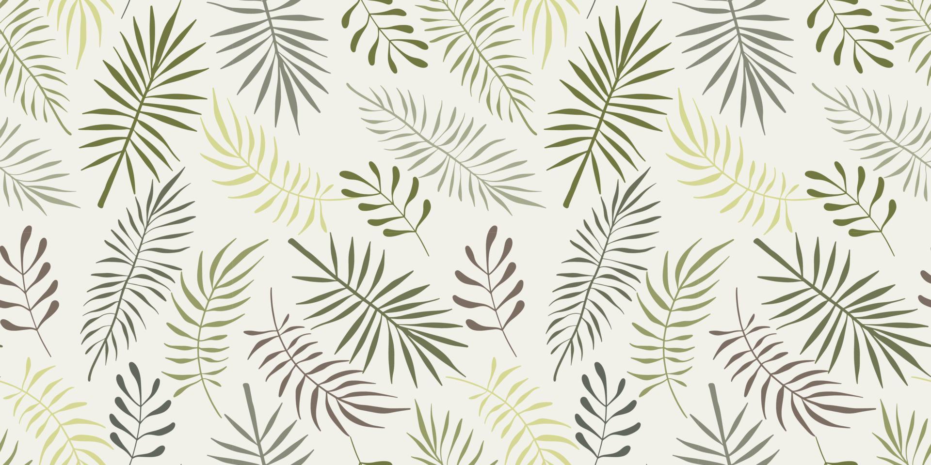 sömlös mönster av aktuell handflatan löv på vit bakgrund. vektor modern sommar gren design för papper, omslag, tyg, interiör dekor