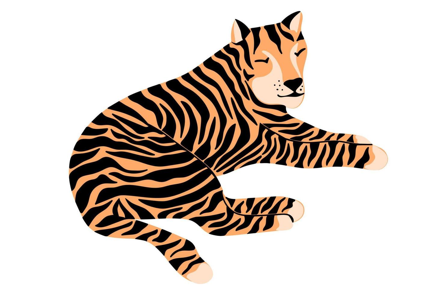 söt ritad för hand tiger isolerat på vit bakgrund vektor