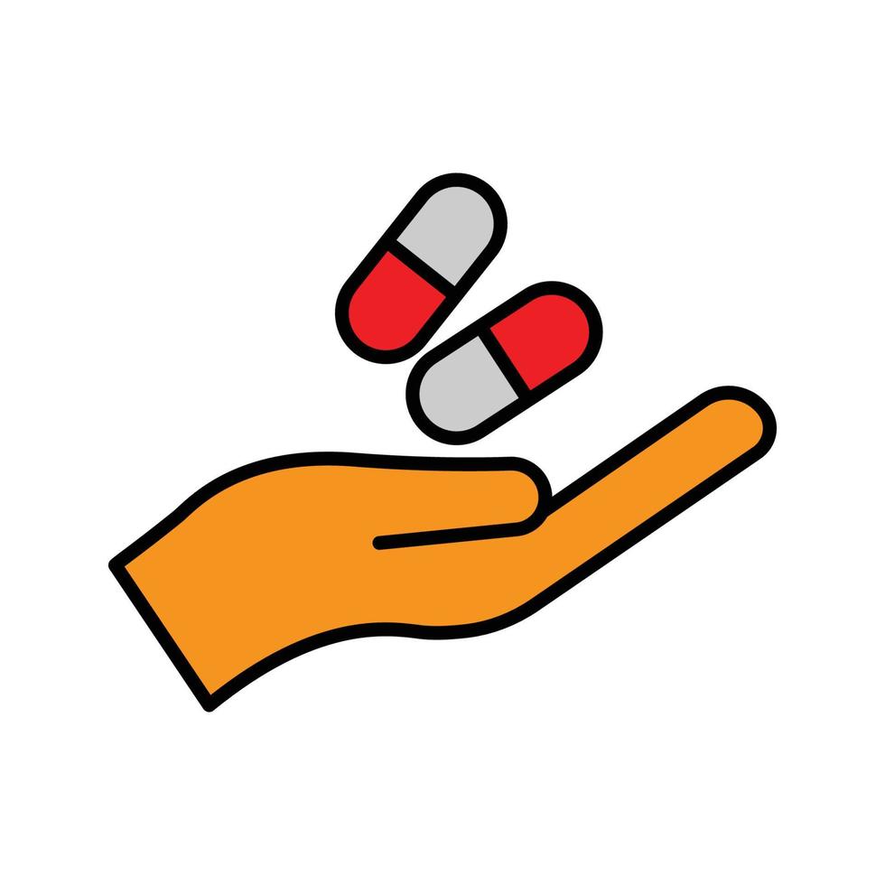 Tabletten-Pillen-Symbol-Illustration mit der Hand. Umrissfarbe Symbolstil. Symbol im Zusammenhang mit Gesundheitswesen und Medizin. einfaches Vektordesign editierbar vektor