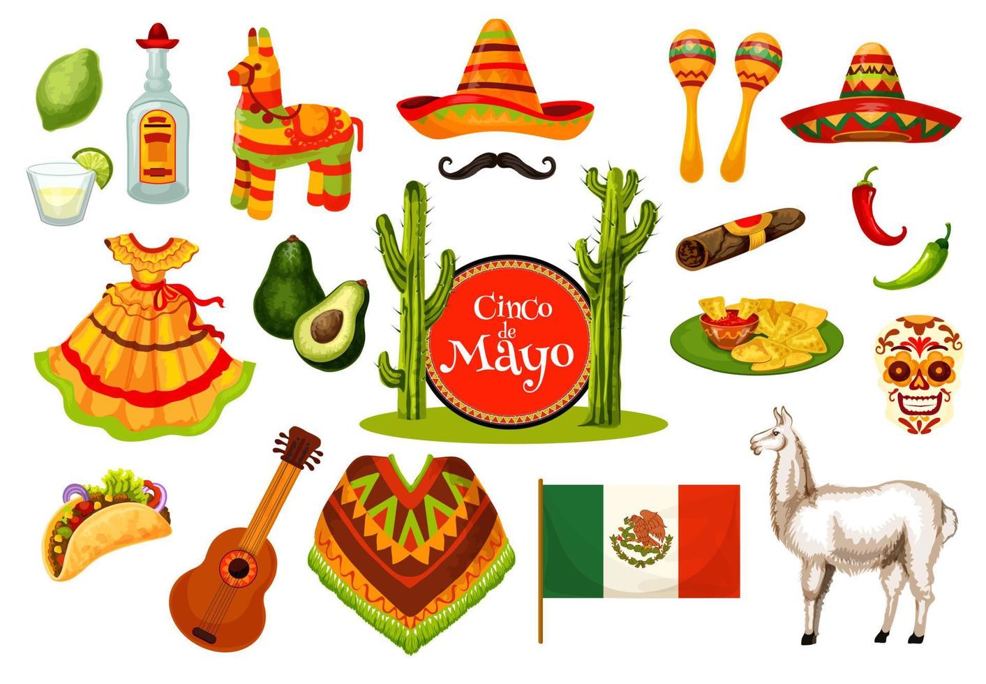 Cinco de Mayo mexikanisches Fiesta-Party-Icon-Design vektor