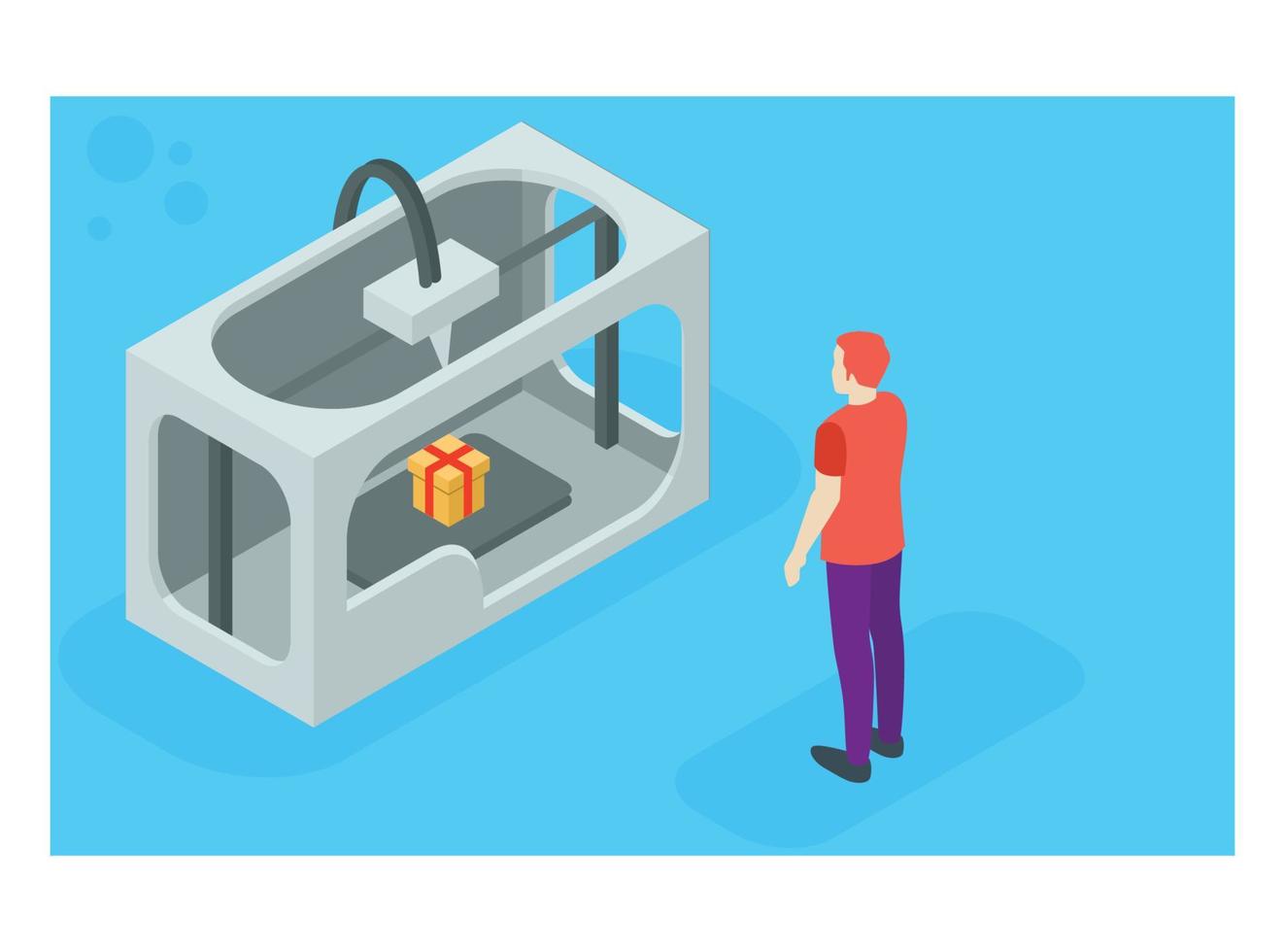 isometrische illustration der 3d-druckermaschine, die ein objekt herstellt. vektorisometrische illustration, geeignet für diagramme, infografiken und andere grafische elemente vektor