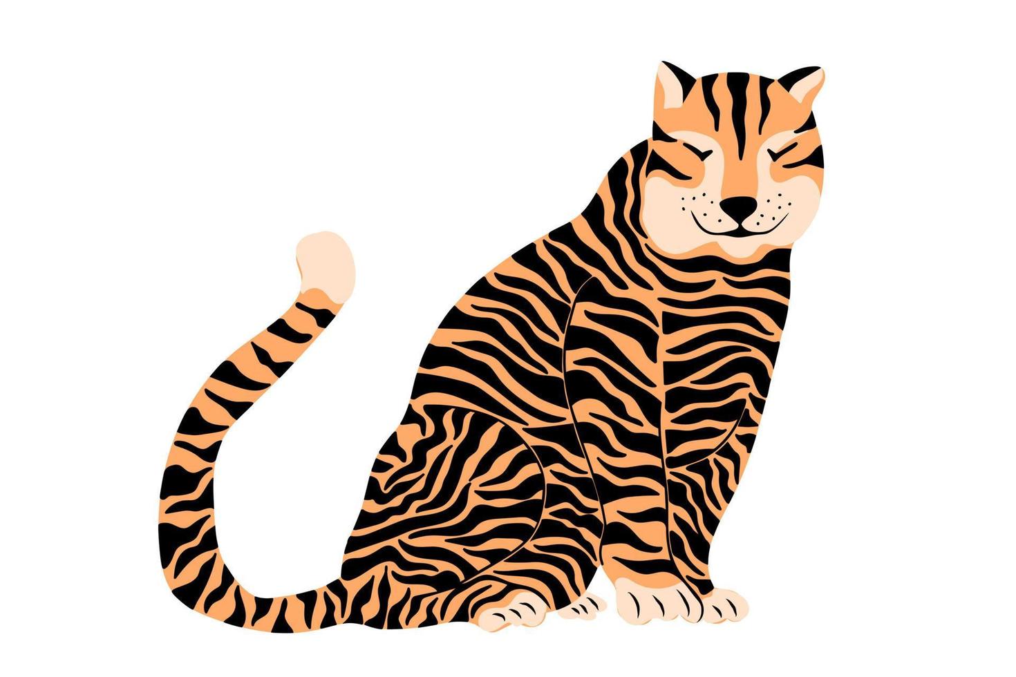 niedlicher handgezeichneter Tiger isoliert auf weißem Hintergrund vektor