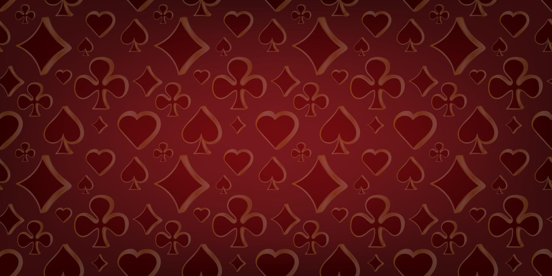 poker och kasino spelar kort bakgrund i röd vektor