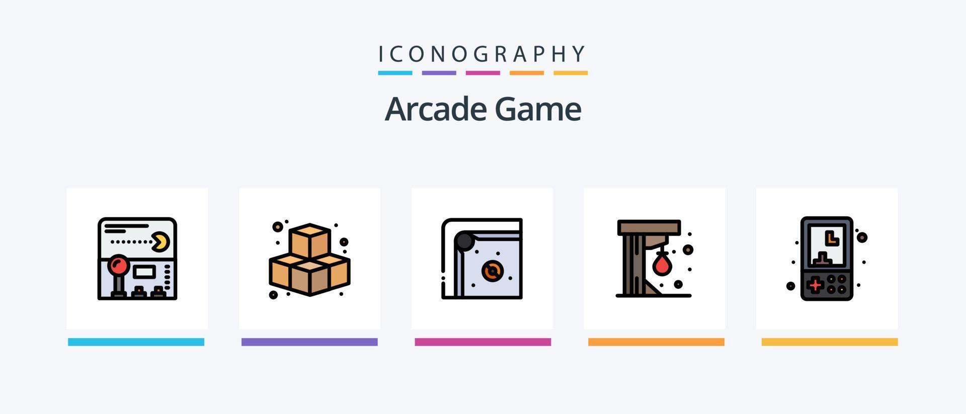Arcade-Linie gefüllt 5 Icon Pack inklusive Flipper. Spiel. Erholung. Spaß. abspielen. kreatives Symboldesign vektor