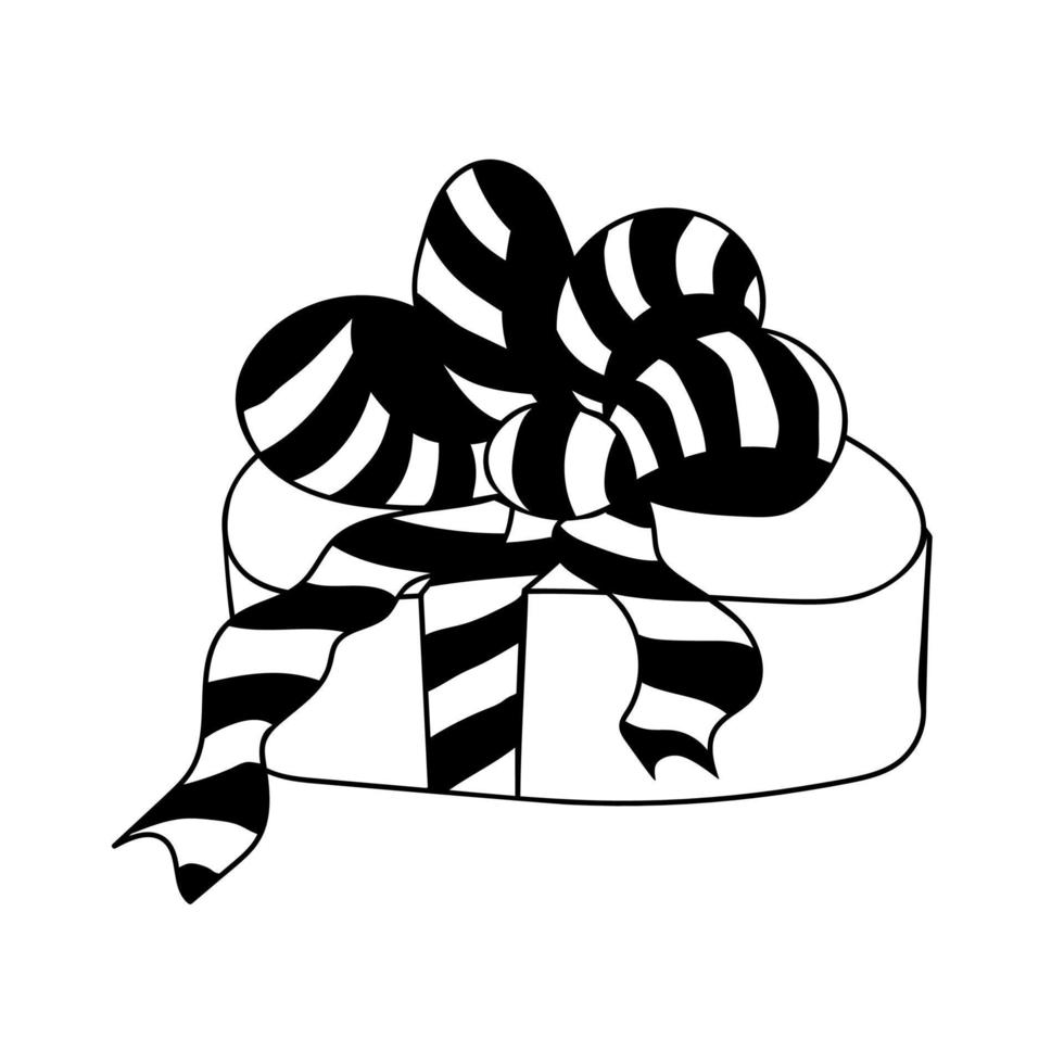 geschenkbox mit schleife und band im gekritzelstil vektor