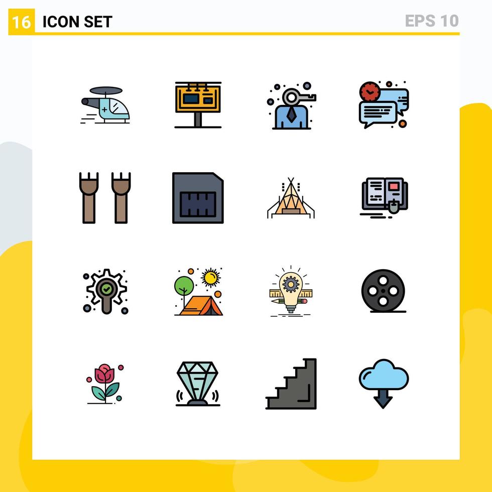 16 platt Färg fylld linje begrepp för webbplatser mobil och appar meddelande chatt reklam bubbla modern redigerbar kreativ vektor design element