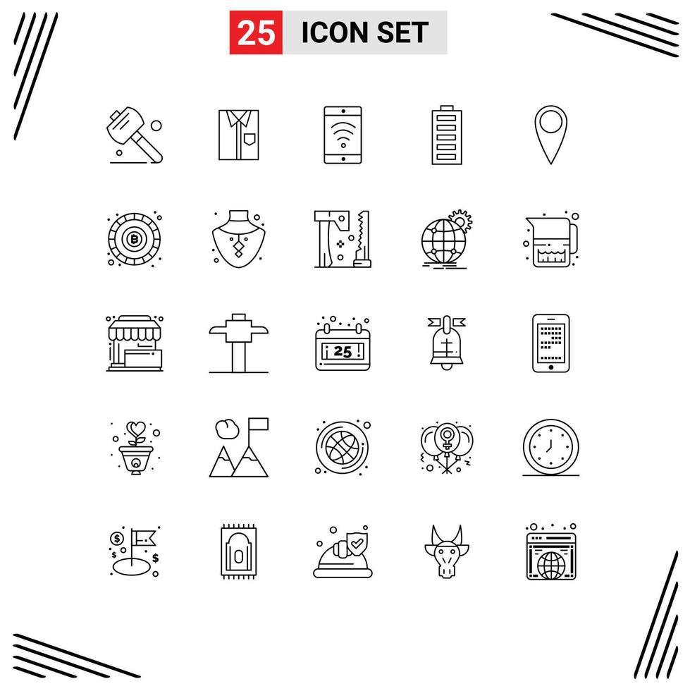 uppsättning av 25 modern ui ikoner symboler tecken för full elektricitet formell elektrisk wiFi redigerbar vektor design element
