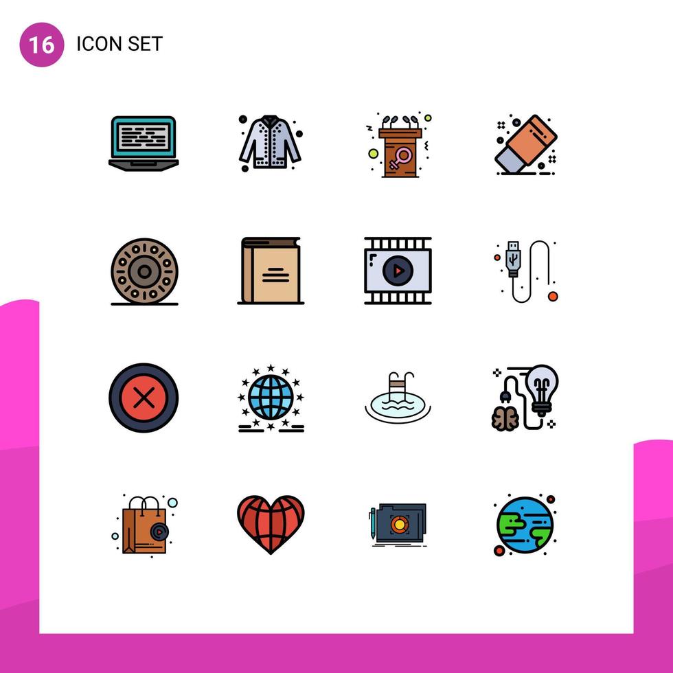 uppsättning av 16 modern ui ikoner symboler tecken för kontor dra handla Tal kvinna redigerbar kreativ vektor design element
