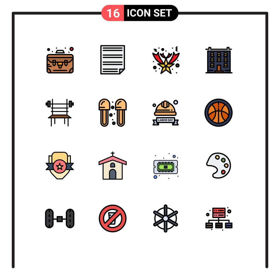 Stock Vektor Icon Pack mit 16 Zeilenzeichen und Symbolen für Hantelhaus Weihnachten Hausbau editierbare kreative Vektordesign-Elemente