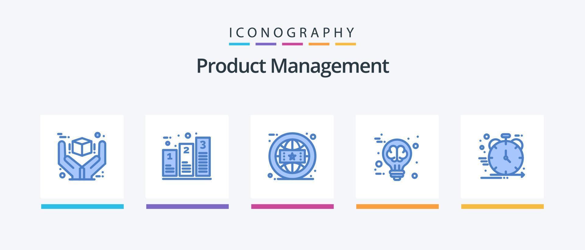 Produktmanagement Blue 5 Icon Pack inklusive Brainstorming. kreativ. wird bearbeitet. Gehirn. global. kreatives Symboldesign vektor