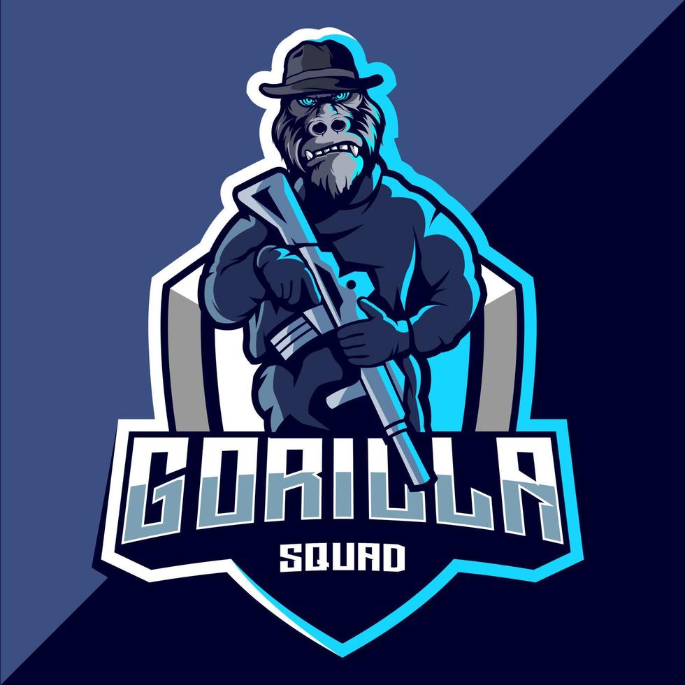 gorilla trupp esport logotyp design vektor