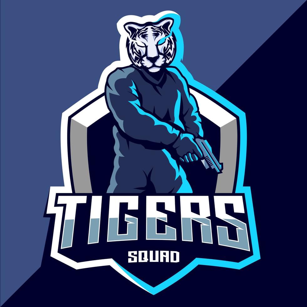 Tiger Squad Esport-Logo-Design vektor