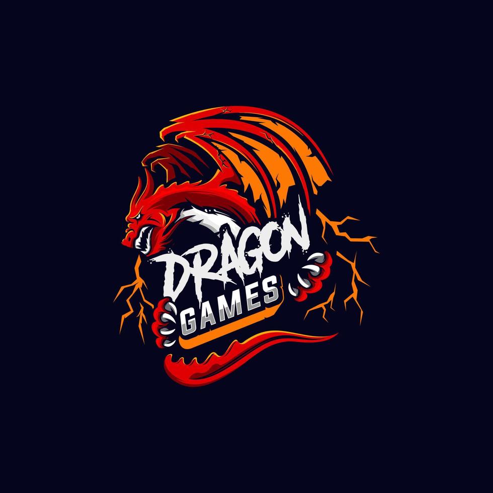 erstaunliches Logo-Design für Drachen-Esport-Spiele vektor