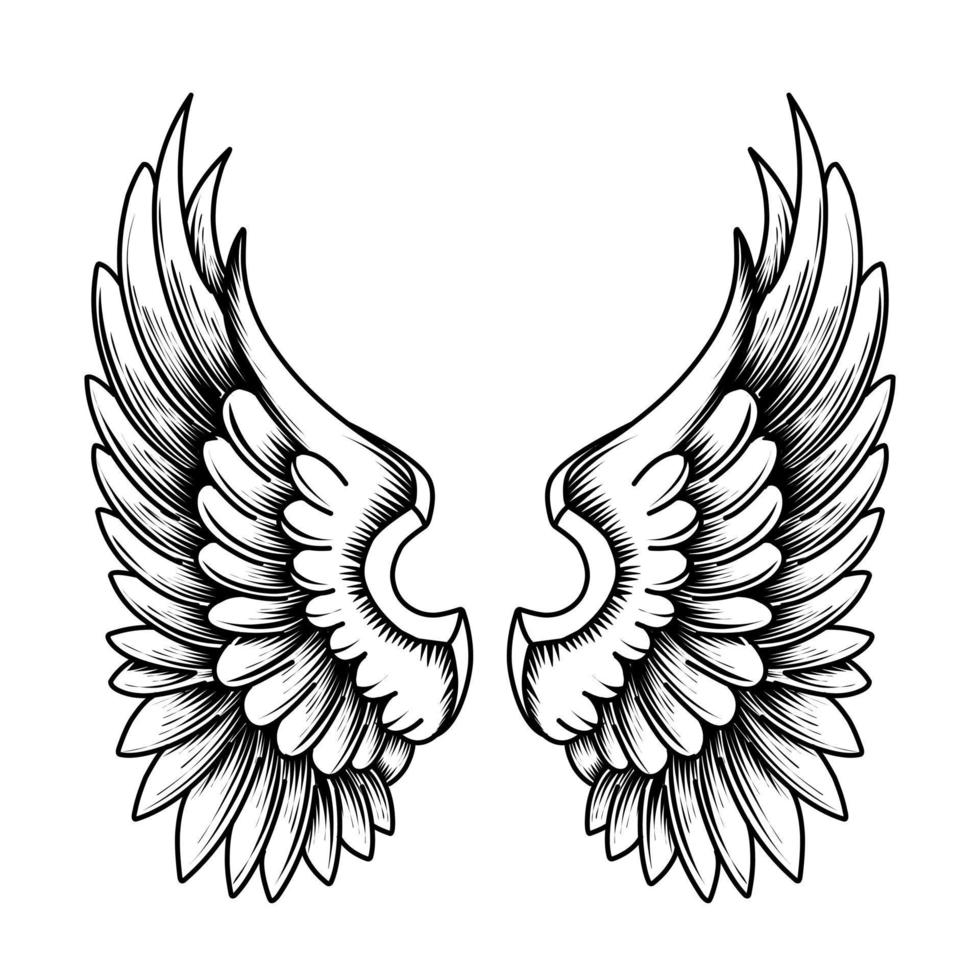 fri vektor ängel vingar stam- tatuering