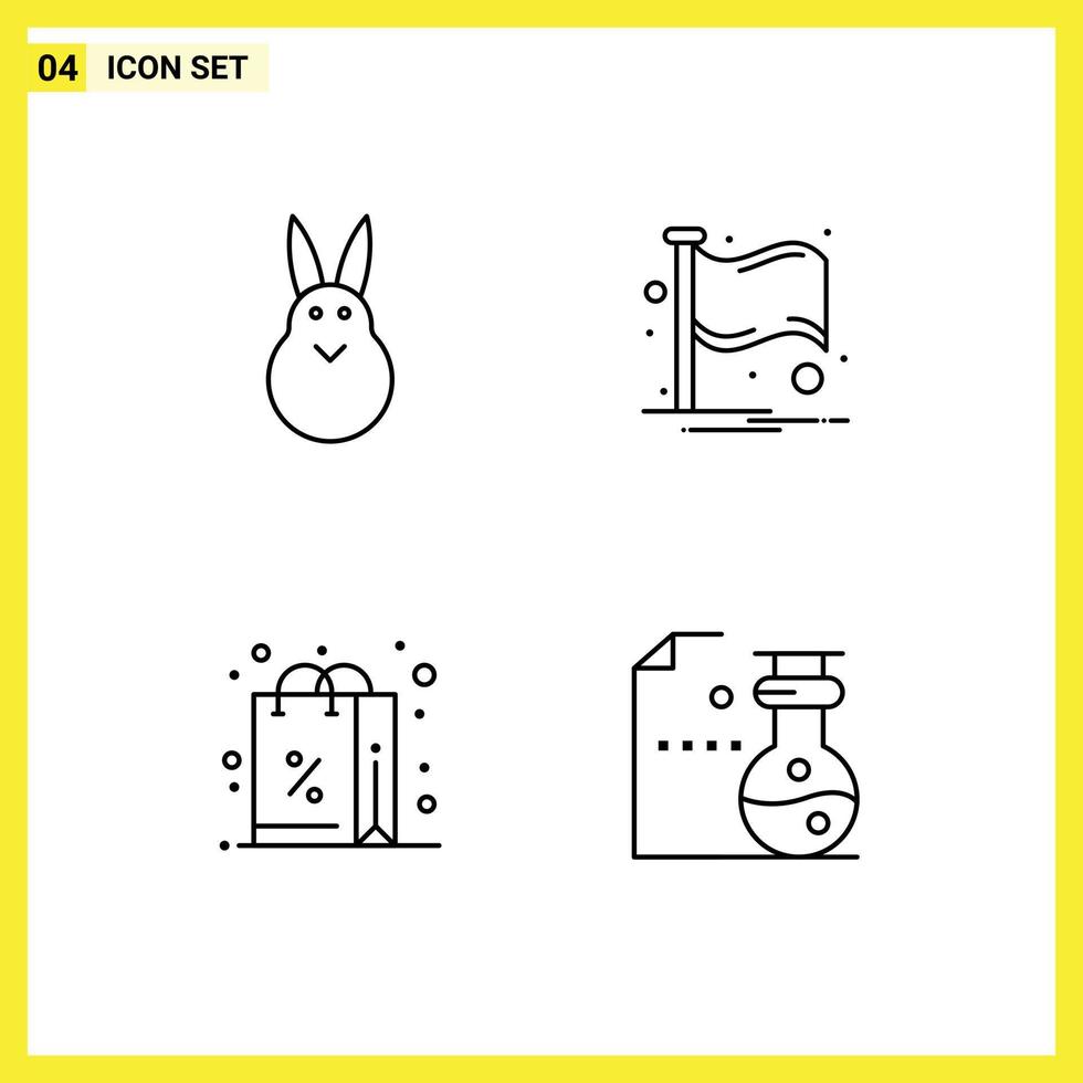 4-zeiliges Konzept für mobile Websites und Apps Hasengeschenk-Kaninchenbenachrichtigung einkaufen editierbare Vektordesign-Elemente vektor