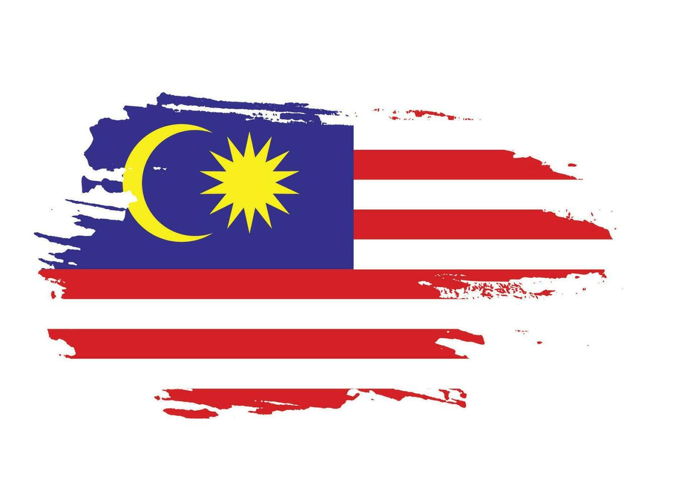 handgemalter abstrakter malaysia-weinlese-flaggenvektor vektor