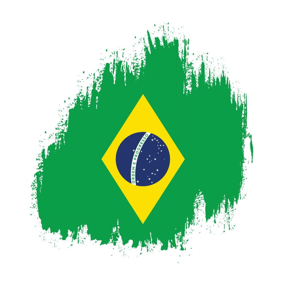 Grunge-Pinselstrich Brasilien-Flaggenvektor vektor