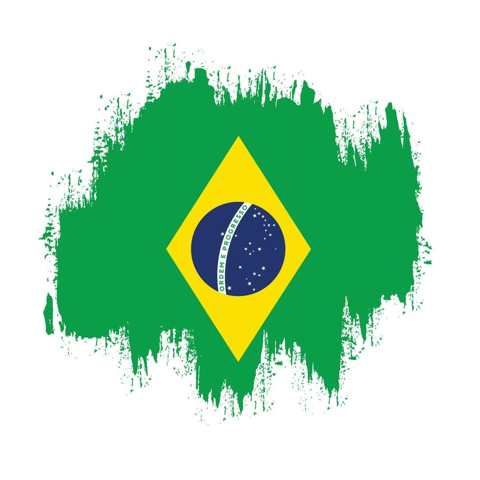 färga borsta stroke Brasilien flagga vektor