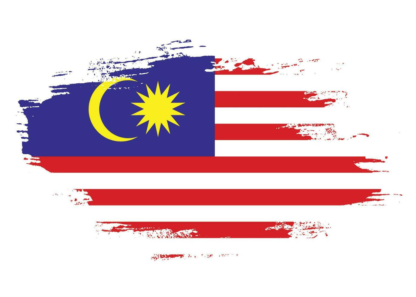 måla bläck borsta stroke fri malaysia flagga vektor