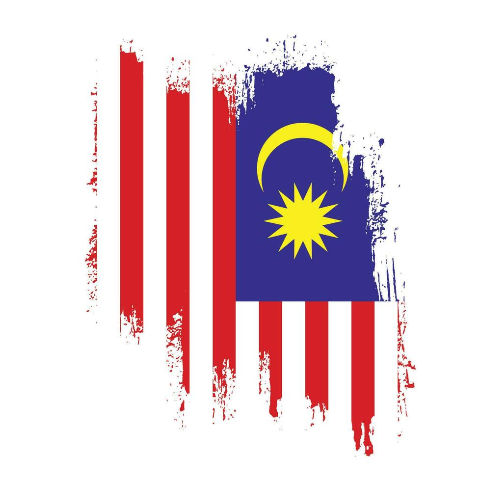 schmutziger pinselstrich malaysia-flaggenvektor vektor