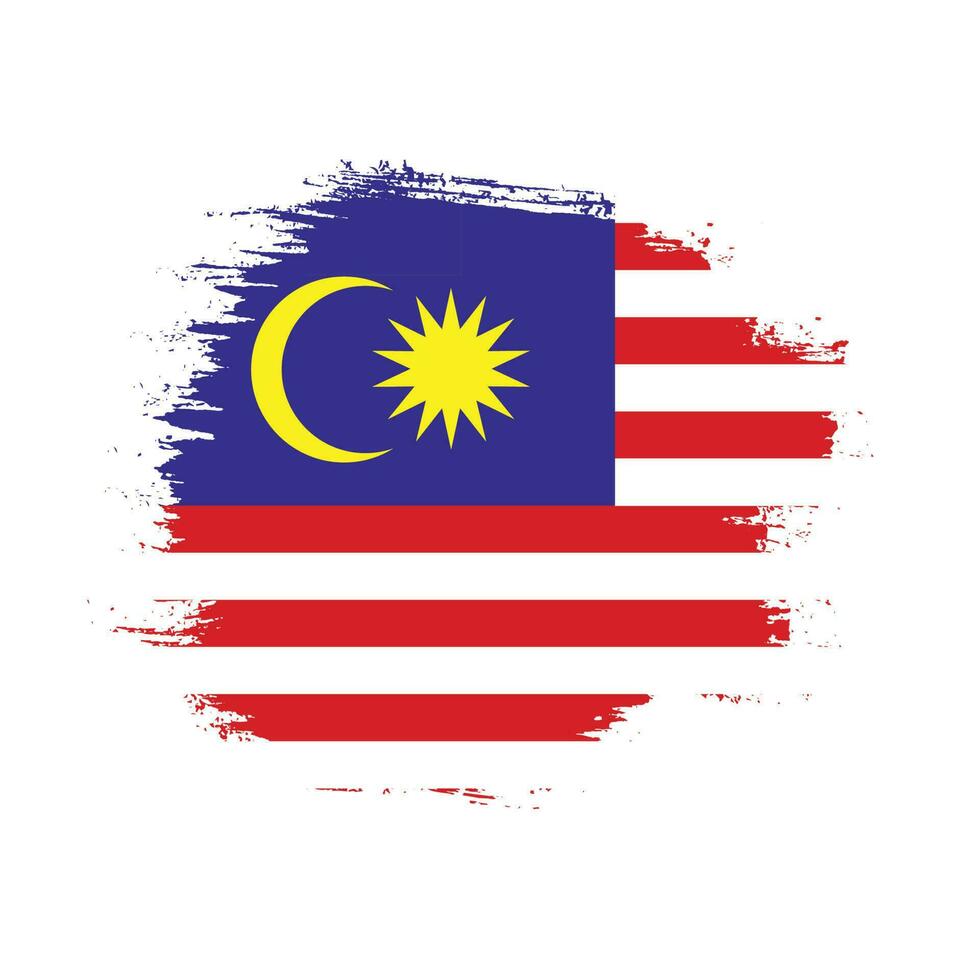 Vektor Grunge Pinselstrich malaysischer Flaggenvektor