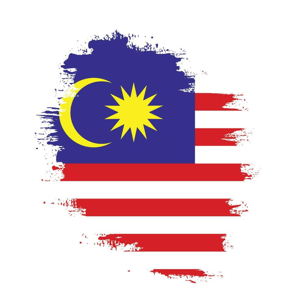 Grunge Pinselstrich malaysischer Flaggenvektor vektor