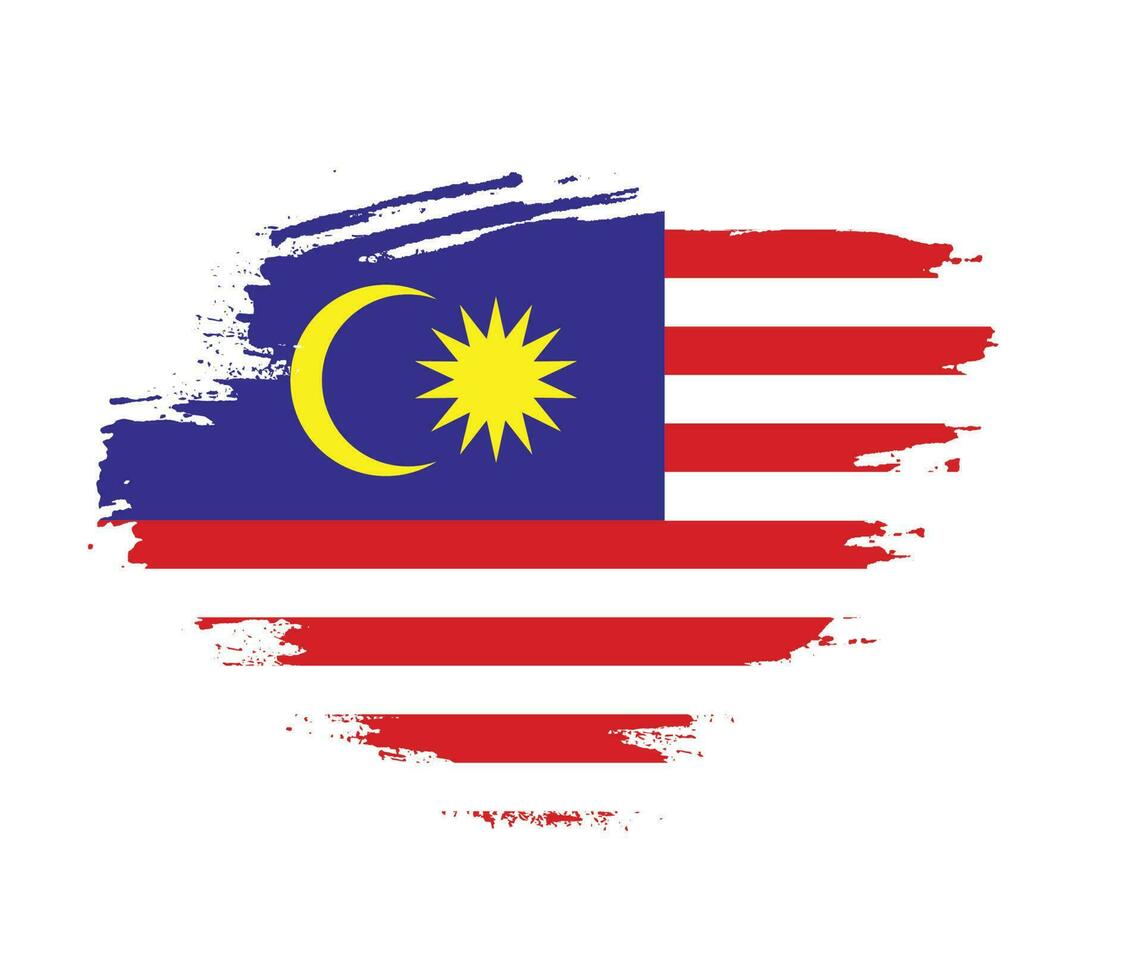 måla borsta stroke grunge textur malaysia flagga vektor