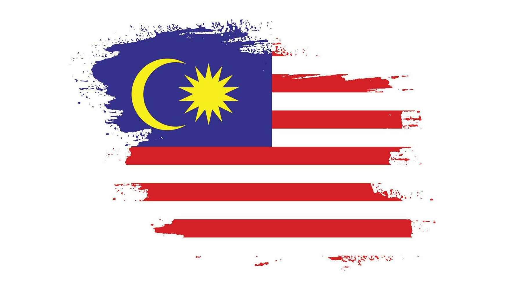 bläck stänk borsta stroke malaysia flagga vektor