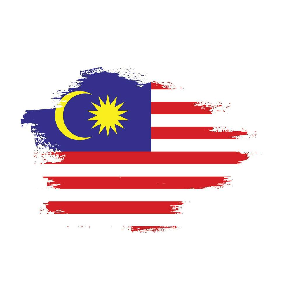 tintenpinselstrich malaysia-flaggenvektor vektor