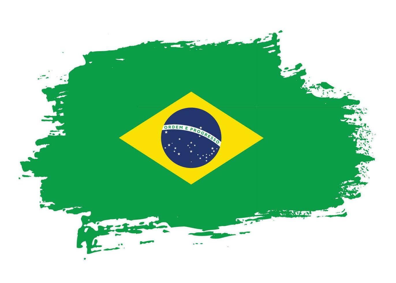 Brasilien flagga vektor med borsta stroke illustration