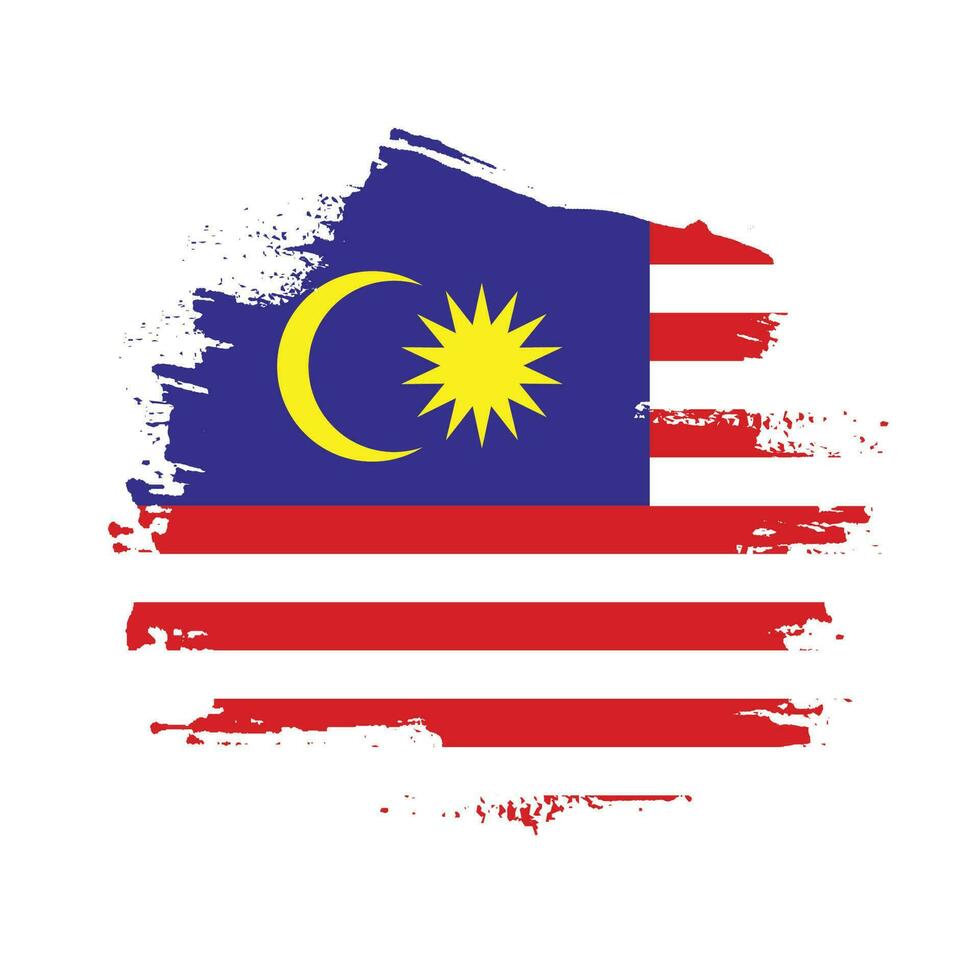 borsta stroke malaysia flagga vektor