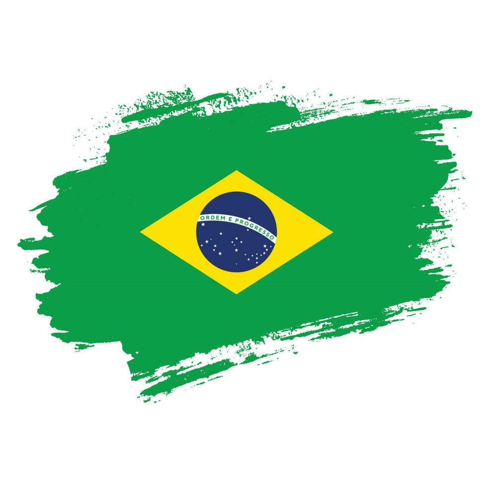 Brasilien hand måla färgrik flagga vektor