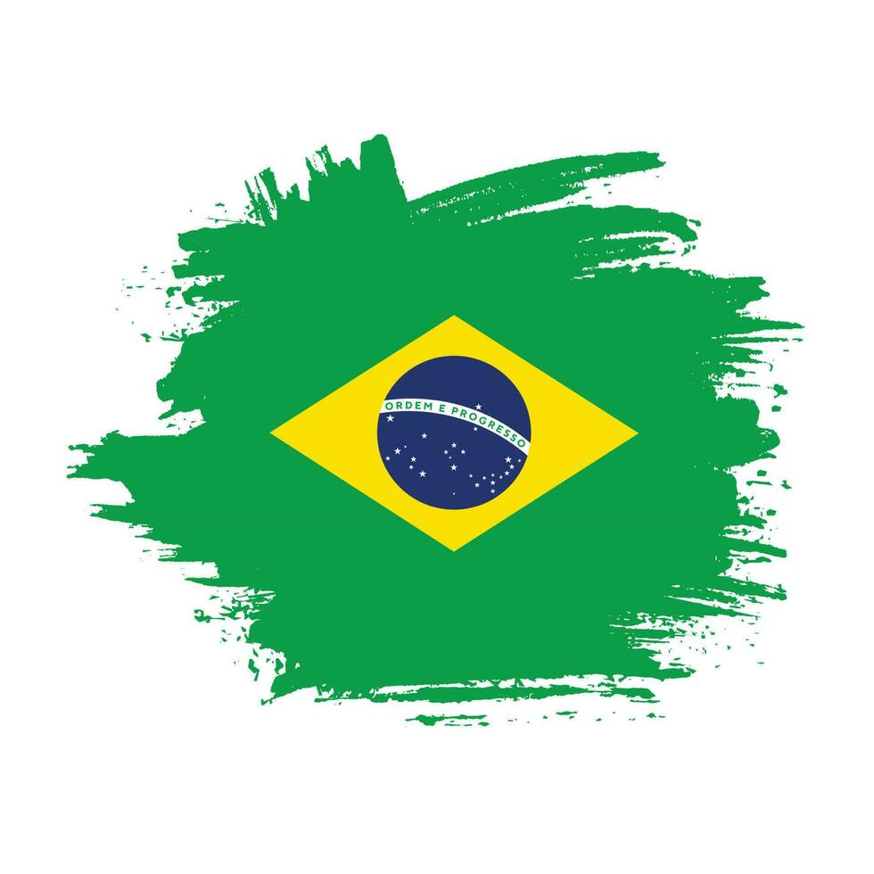 isolierter pinselstrich brasilien-flaggenvektor vektor