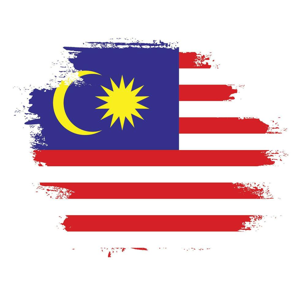 fri borsta stroke malaysia flagga vektor bild
