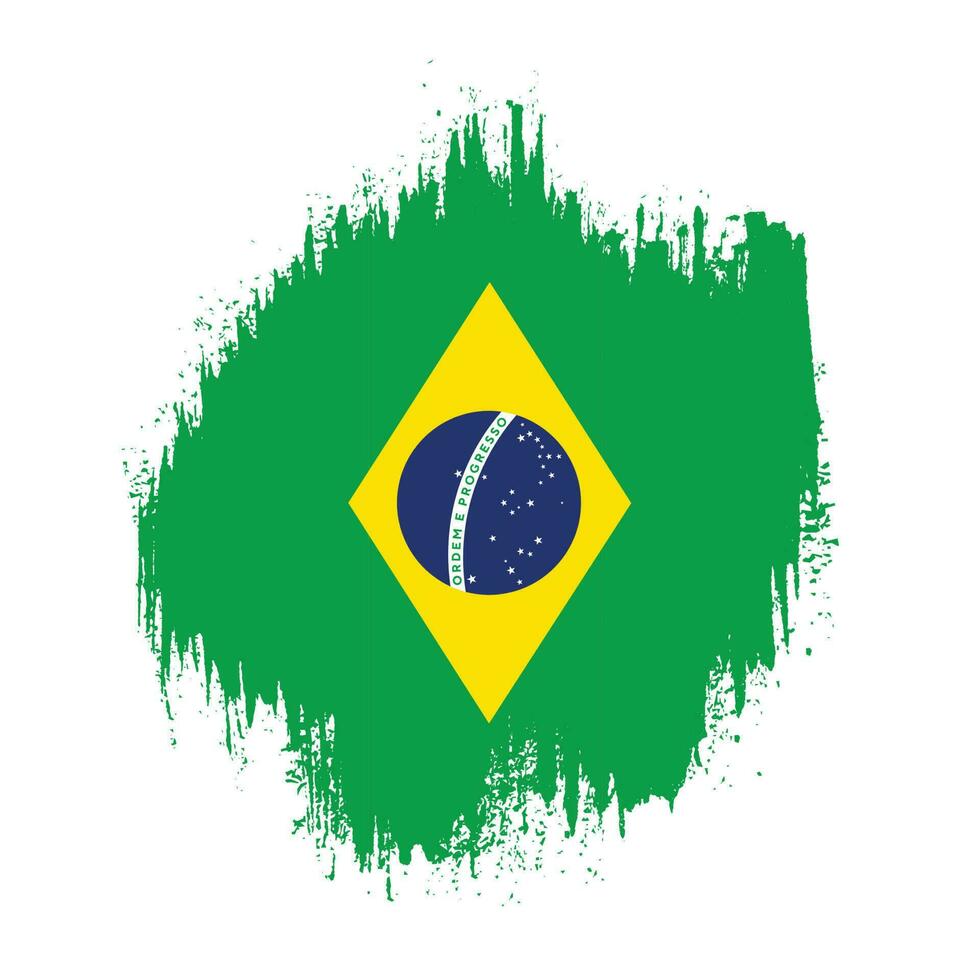 modern borsta stroke ram Brasilien flagga vektor