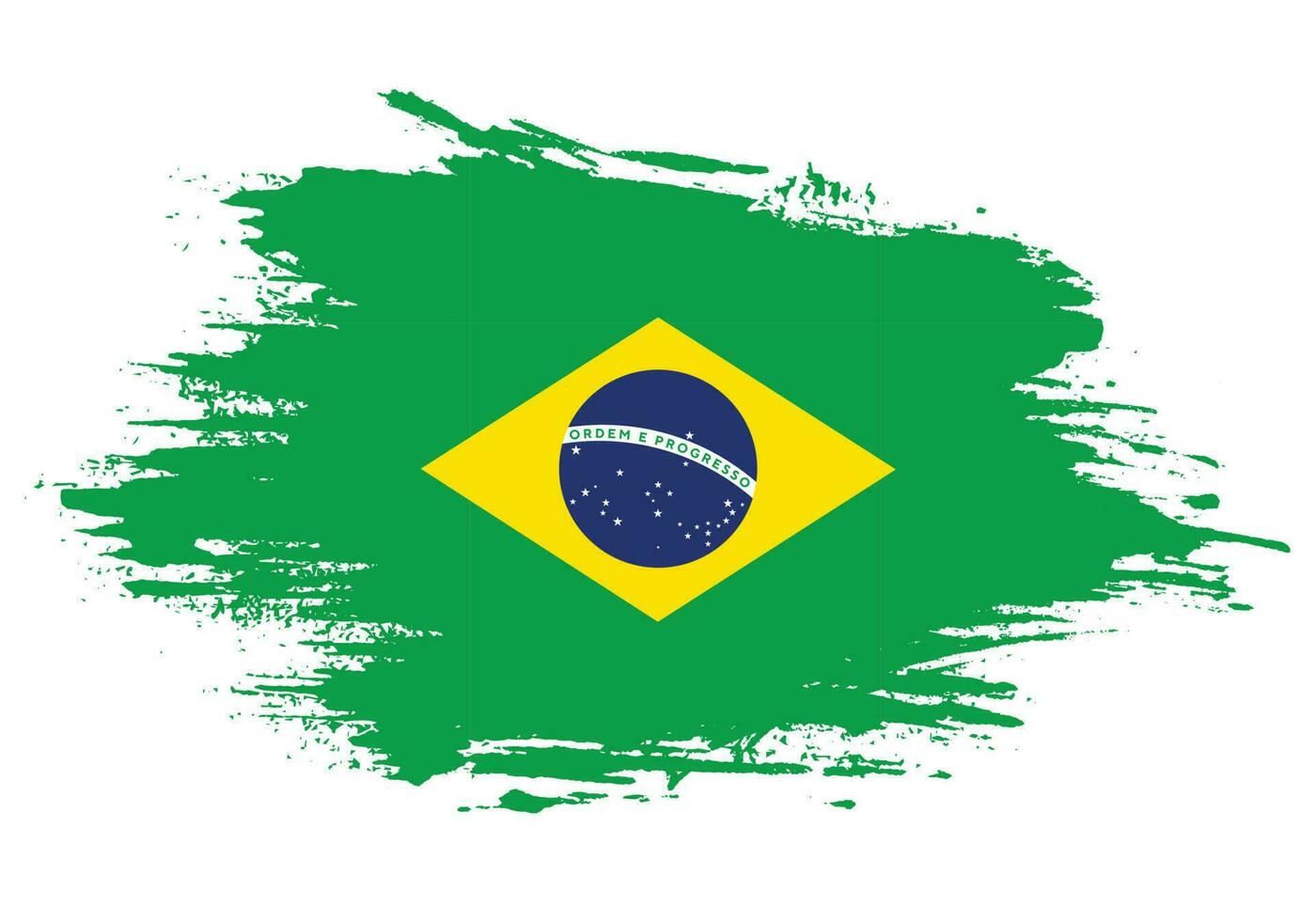 hand gezeichneter grunge pinselstrich brasilien-flaggenvektor vektor