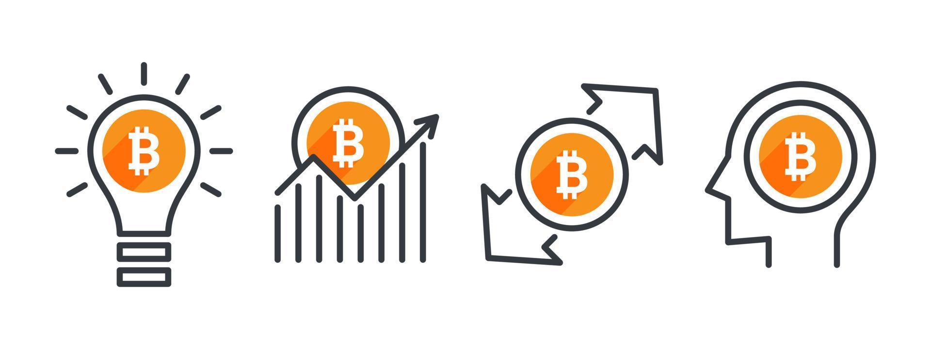 bitcoin ikon uppsättning. kryptovaluta ikoner begrepp. lämna tillbaka pengar. företag och finansiera redigerbar ikoner. vektor illustration