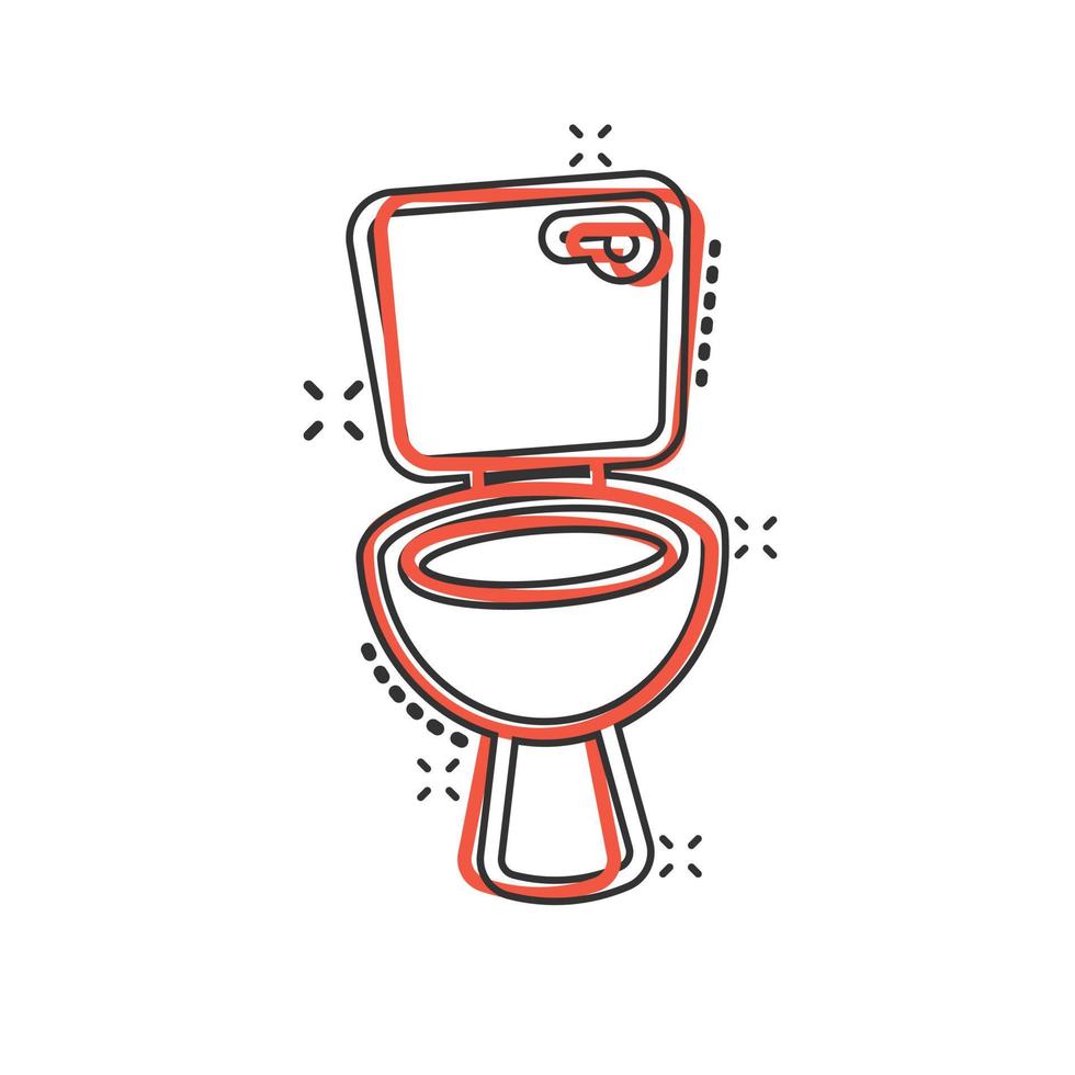 WC-Schüssel-Symbol im Comic-Stil. Hygiene Cartoon-Vektor-Illustration auf isoliertem Hintergrund. wc toilette splash effekt zeichen geschäftskonzept. vektor