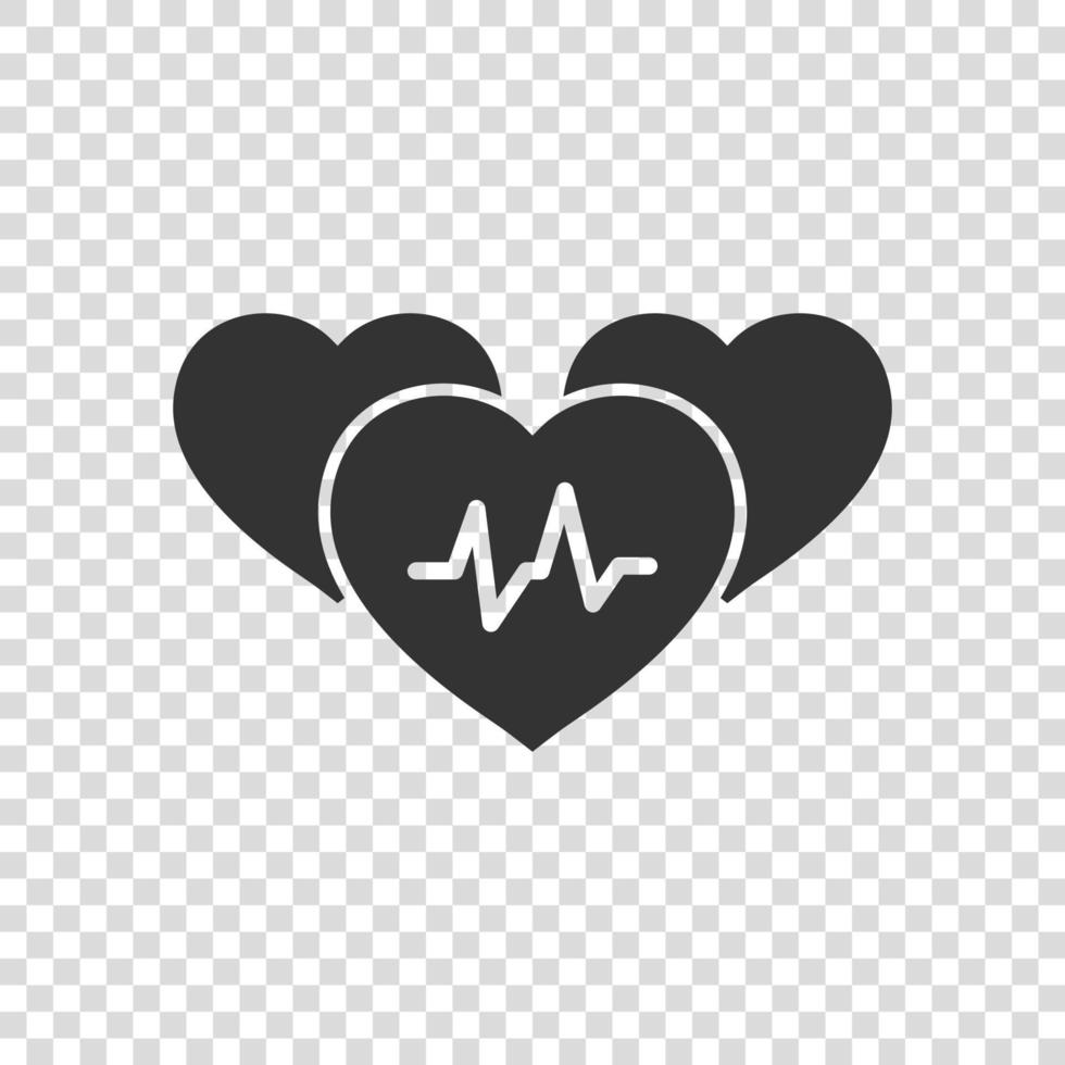 Symbol für arteriellen Blutdruck im flachen Stil. Heartbeat-Monitor-Vektorillustration auf isoliertem Hintergrund. Pulsdiagnose Zeichen Geschäftskonzept. vektor